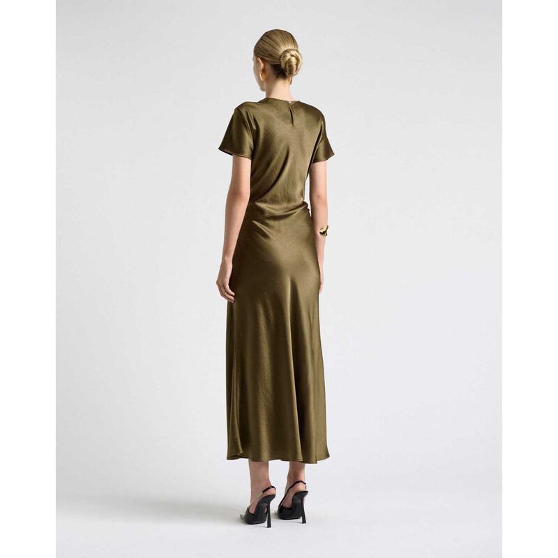 Cue Viscose Satin Draped Waist Midi Dress image number 1